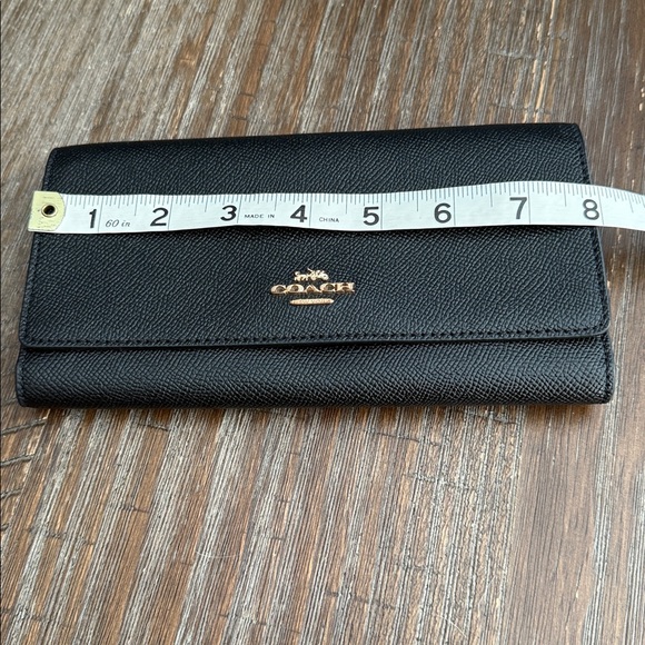 Coach slim cross grain Tri fold wallet black - Picture 3 of 10
